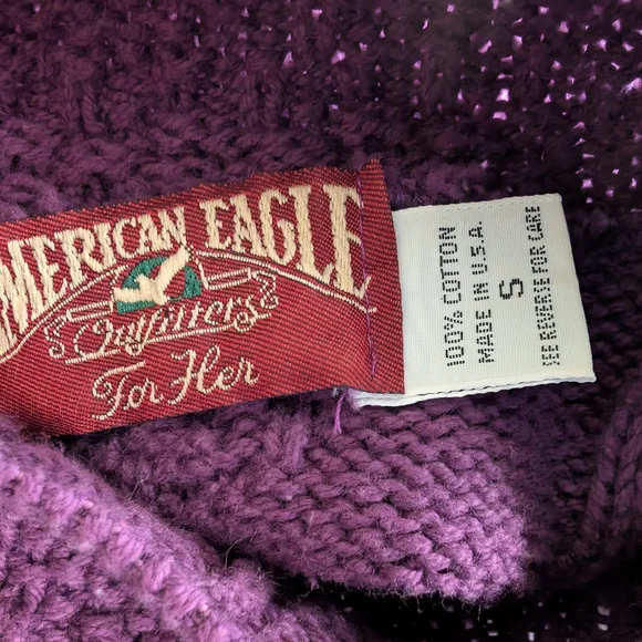 American Eagle design purple Sweater size Small - Picture 5 of 8